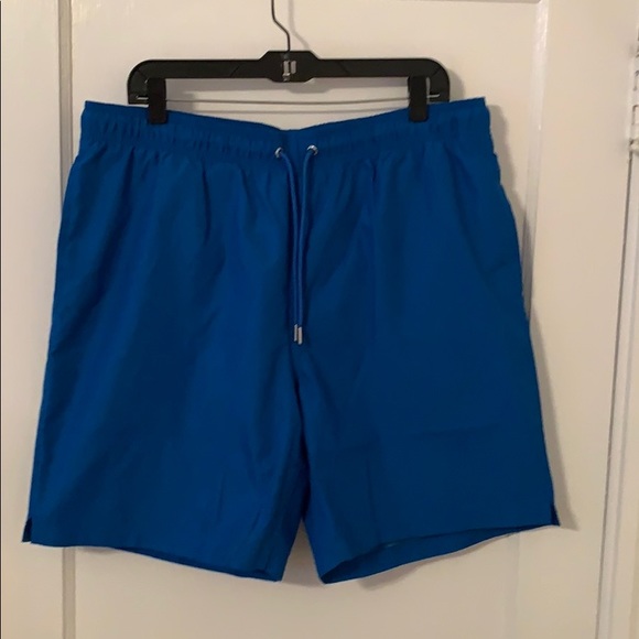 Lands’ End Solid Volley Swim Shorts Blue LG NEW - Picture 14 of 15